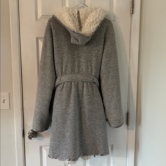 Jasmine & Ginger Gray Sherpa lined hooded belted robe pockets XL Comfy - Picture 4 of 5